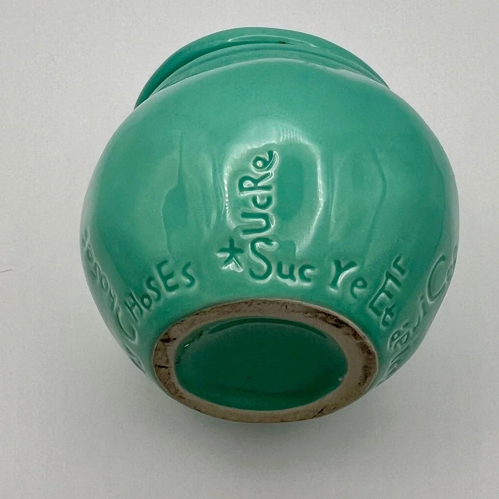 Anthropologie Spice Jar L'EPICE 4 Teal Ceramic French Canister Small Excellent